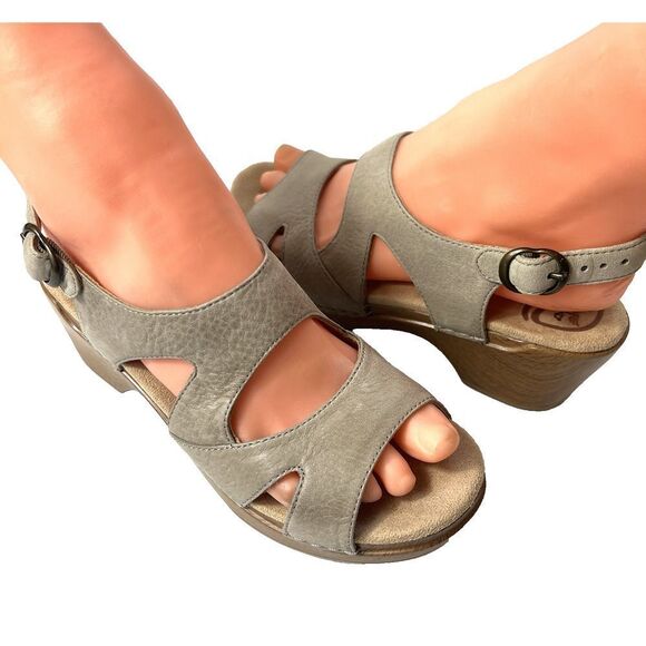 Dansko casual heel sandals mocha leather Womens EU 36 US 5.5 Sling Back Open Toe - Picture 1 of 12